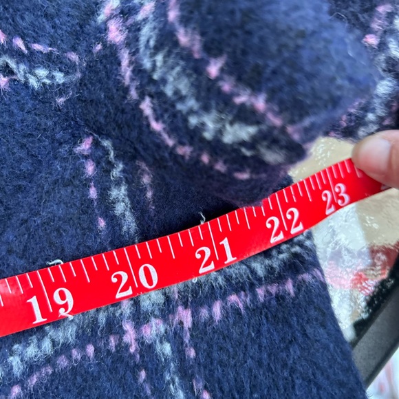 VTG Old Navy size L plaid blue wool blend coat classic preppy jacket - Picture 7 of 8